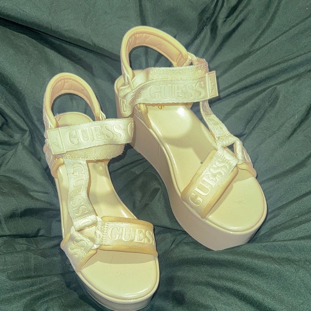 Guess Women's Cream Platform Sandals